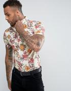 Asos Skinny Shirt With Floral Print - Beige