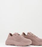 Asos Design Wide Fit Denmark Chunky Knit Lace Up Sneakers In Rose-pink