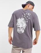 Jack & Jones Originals T-shirt With Skull Print In Gray-black