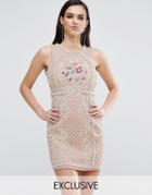 A Star Is Born Embellished Mini Dress With Floral Embroidery - Multi