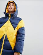 Wrangler Blue & Yellow Puffer Jacket - Navy