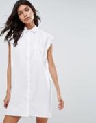 Mango Sleeveless White Shirt Dress - White