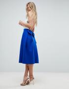 Asos Scuba Prom Skirt With Bow Back Detail - Blue
