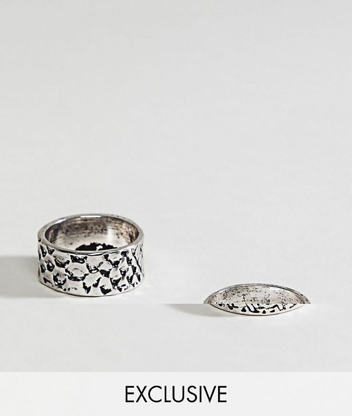 Designb Silver Band Rings In 2 Pack Exclusive To Asos - Silver