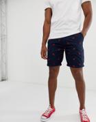 Threadbare Embroidered Chino Shorts-navy