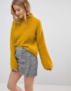 Nobody's Child High Neck Sweater In Fluffy Knit - Yellow