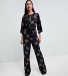 Fashion Union Tall Jumpsuit In Vintage Floral - Black