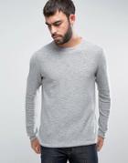 Only & Sons Knitted Sweater With Textured Roll Hem - Gray