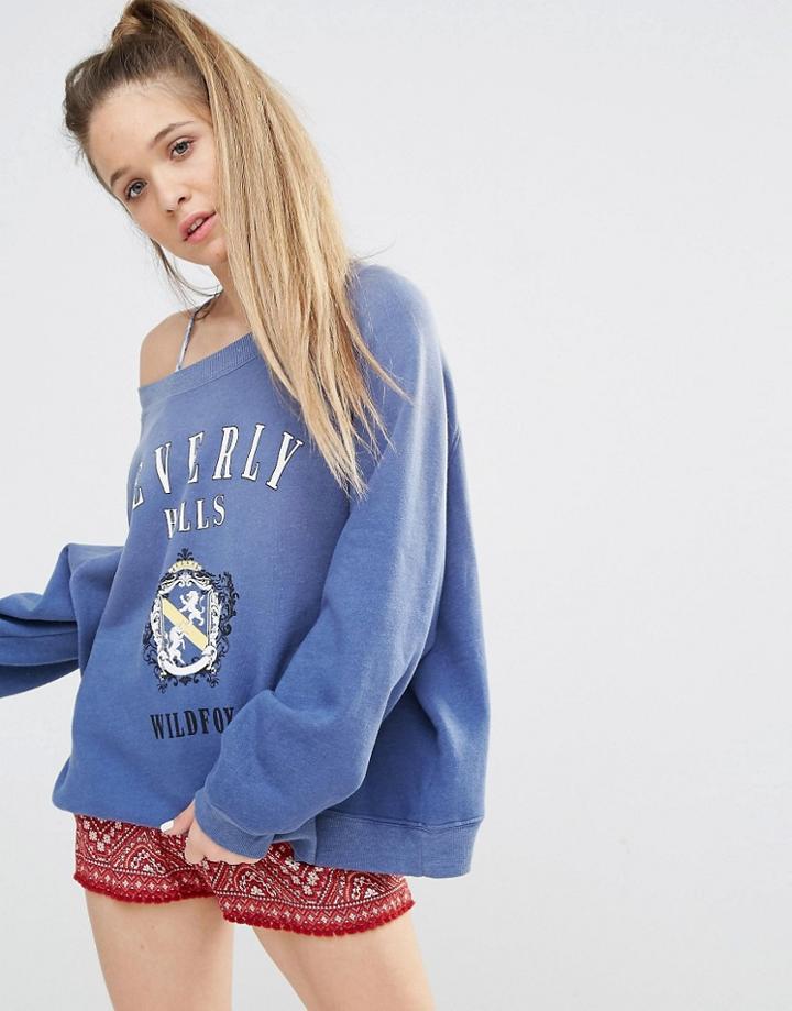 Wildfox Beverly Hills Academy Sweat - Navy