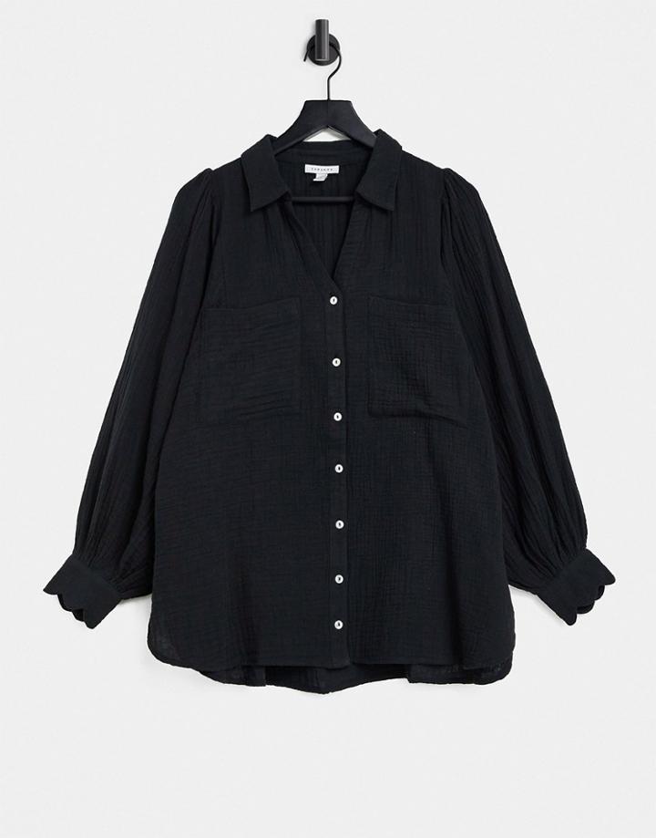 Topshop Gauze Shirt In Black