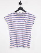 Lee Jeans Cap Sleeve Boxy Tee In Stripe-pink