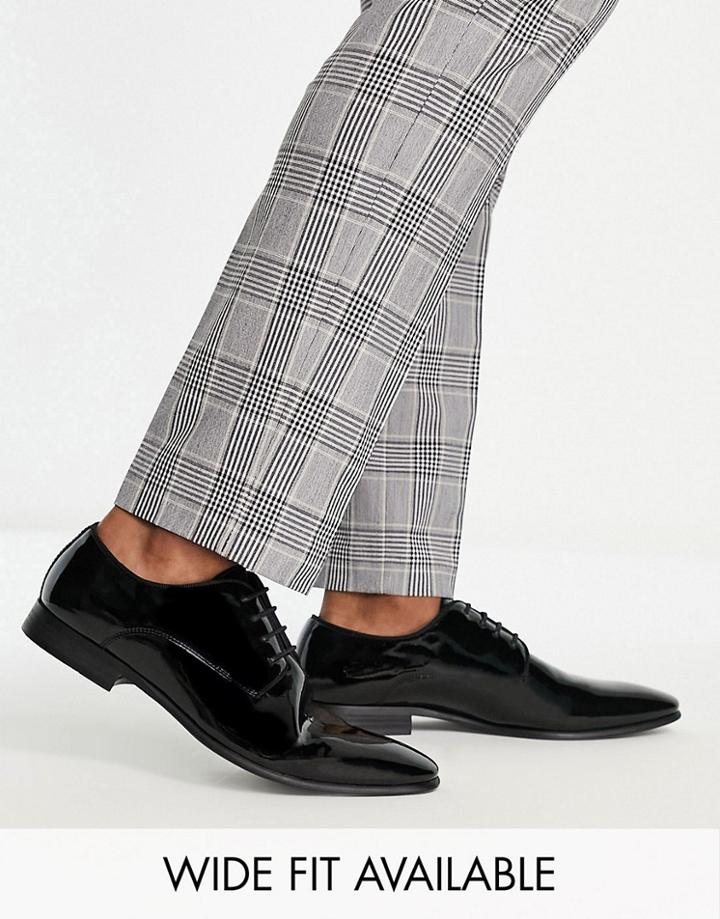 Asos Design Derby Shoes In Black Patent Faux Leather