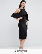 Asos Tall High Neck Cold Shoulder Midi Dress - Black