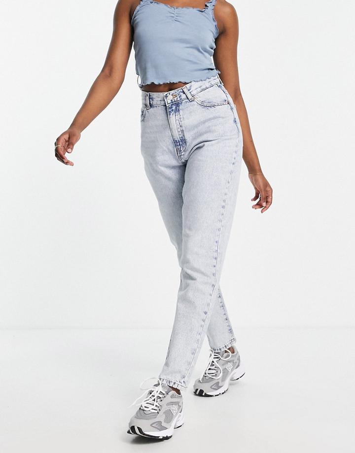 Dr Denim Nora Mom Jeans In Bleach Wash-blue
