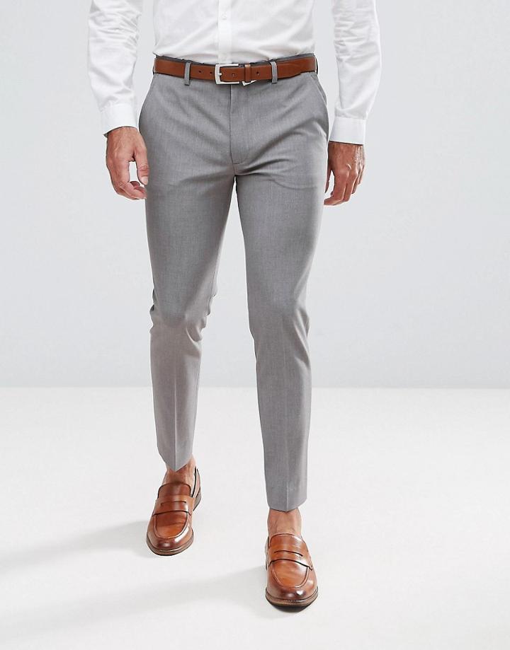 Asos Design Super Skinny Cropped Smart Pants In Mid Gray