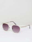 Jeepers Peepers Round Sunglasses With Silver Metal Frame - Silver