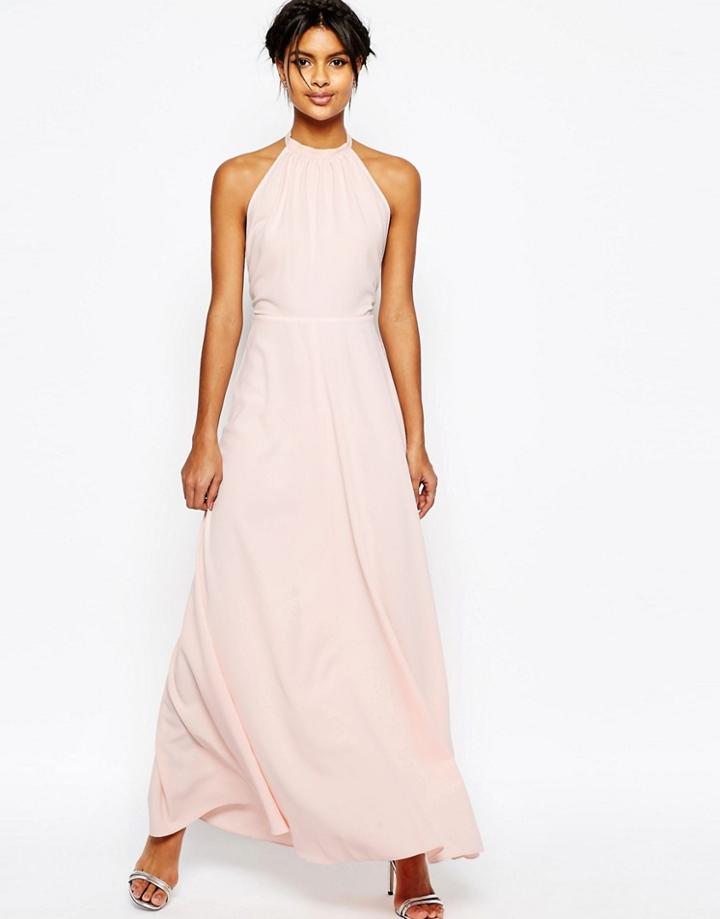 Asos Open Back Maxi Dress - Pink