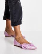 Asos Design Lavender Bow Ballet Flats In Lilac Jacquard-purple