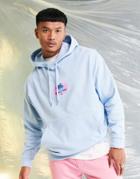 Asos Design Oversized Hoodie In Blue With Palm Tree Badge