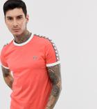 Fred Perry Taped Ringer T-shirt In Pink - Pink