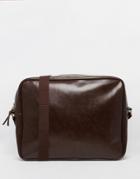 Asos Messenger Bag In Brown Faux Leather - Tan