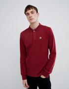 Fila White Line Bertoni Long Sleeve Polo Shirt In Red
