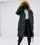 Asos Design X Laquan Smith Camo Jacquard Oversized Parka With Detachable Hood-multi