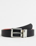 Asos Design Faux Leather Slim Reversible Belt In Black And Red - Black