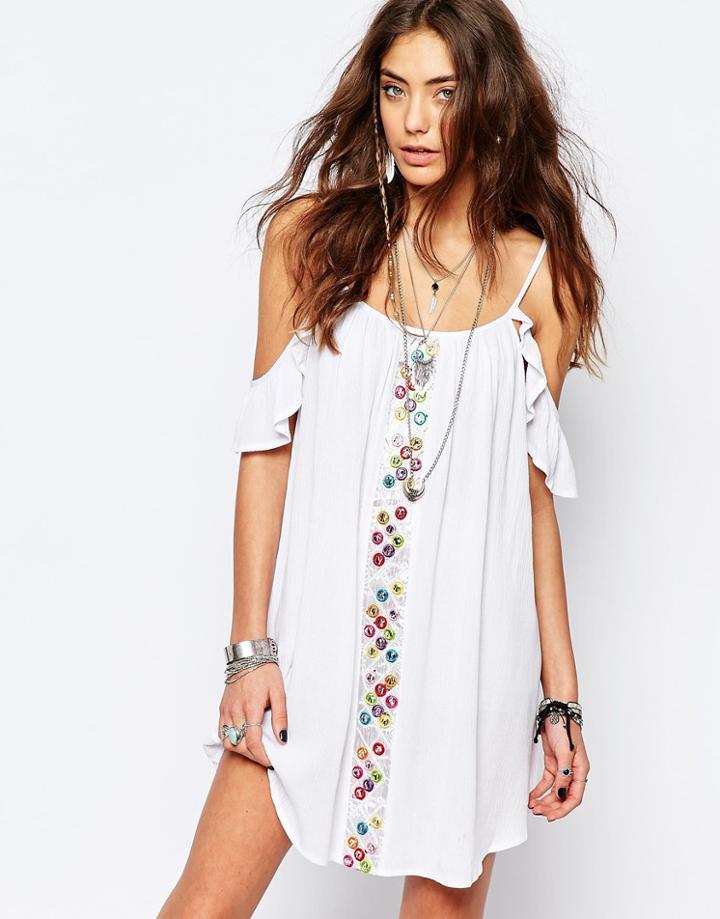 Kiss The Sky Festival Dress With Mirror Embelishment & Frill Sleeves - Counting Strars Dres