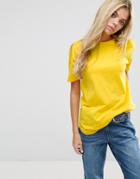 Asos Ultimate Curved Hem Boyfriend T-shirt - Yellow