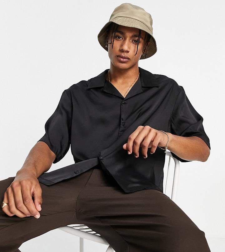 Bershka Satin Shirt In Black - Exclusive To Asos