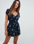 Abercrombie & Fitch Navy Floral Romper - Navy