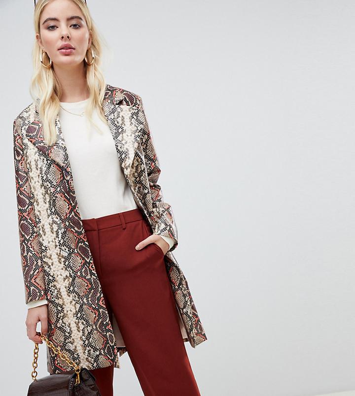 Unique21 Oversized Coat In Snake Print - Pink