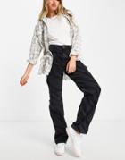 New Look Marble Print Straight Jeans In Black