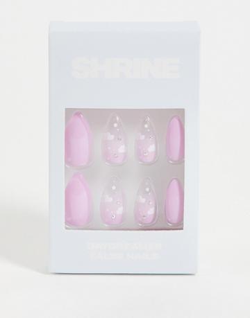 Shrine Pastel Clouds False Nails-purple