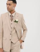 Asos Design Wedding Slim Suit Jacket In Camel-beige
