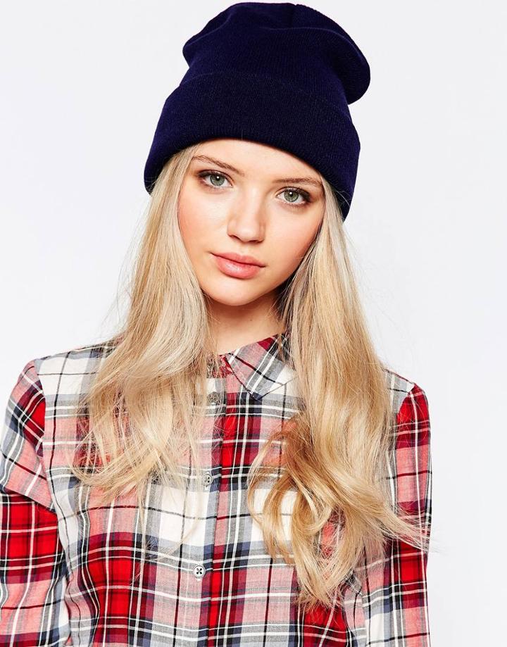7x Deep Turn Up Beanie Hat - Navy
