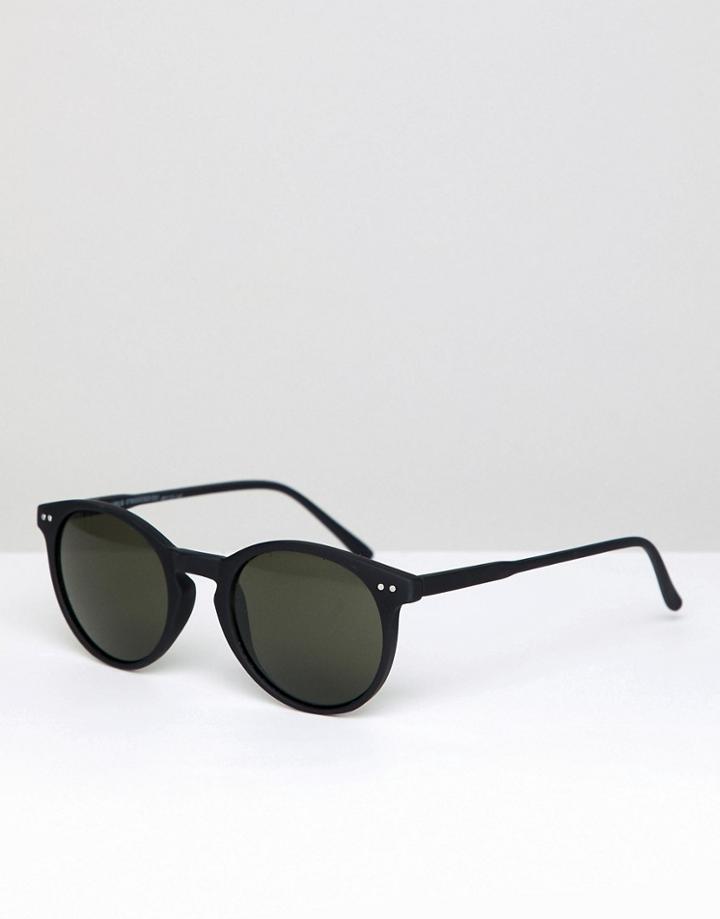 Stradivarius Round Sunglasses In Black - Silver