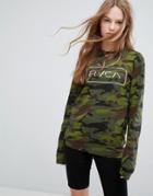 Rvca Boyfriend Long Sleeve T-shirt With Logo In Camo - Green