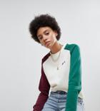 Fila Oversized Boyfriend Sweatshirt With Color Block Sleeves - Cream