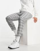 Topman Skinny Pow Checked Pants In Black And White