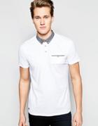 Threadbare Contrast Collar Polo Shirt - White