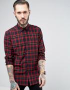 Asos Regular Fit Check Shirt In Red - Red