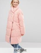 Monki Oversized Padded Coat - Pink