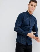 Selected Homme Slim Fit Smart Shirt With Floral Print - Black