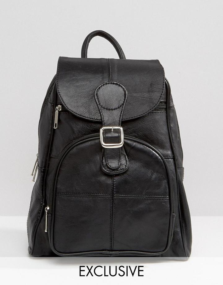 Reclaimed Vintage Soft Leather Backpack - Black