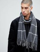 New Look Scarf With Houndstooth Print In Black - Black