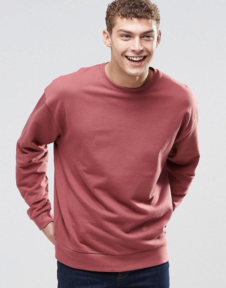 Asos Oversized Sweatshirt In Red - Washed Ruddy