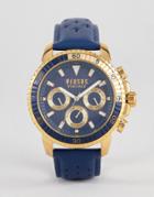 Versus Versace S3002 Aberdeen Leather Watch In Navy - Navy