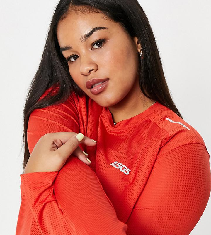 Asos 4505 Curve Icon Long Sleeve Run Top-red